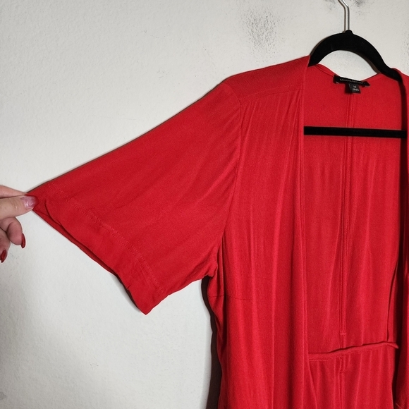 Banana Republic handkerchief hem red wrap midi dress. Belted. Size 12. Pockets - Picture 10 of 16